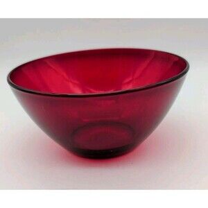 Vtg Arcoroc France Ruby Red Large Cereal Bowl Christmas Holiday